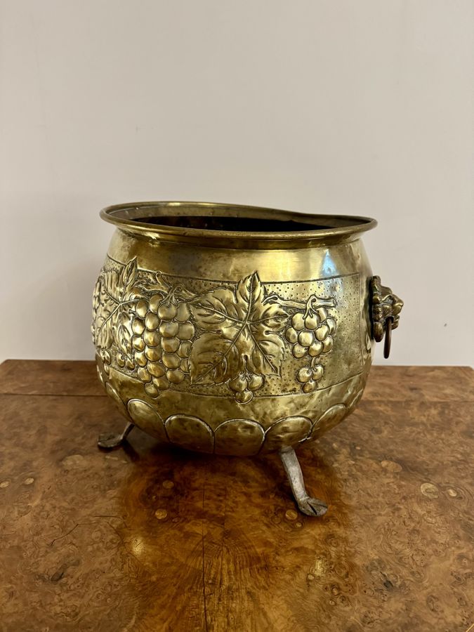 Antique Quality antique Victorian brass jardiniere 