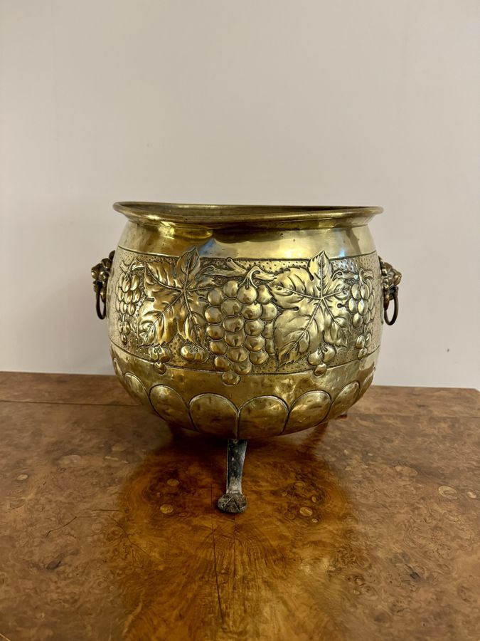 Antique Quality antique Victorian brass jardiniere 