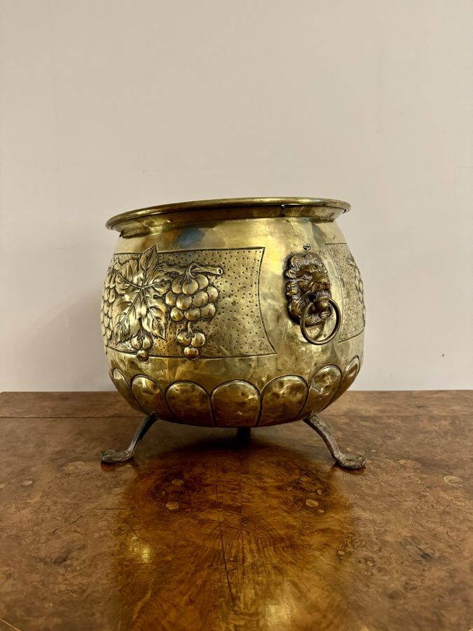 Antique Quality antique Victorian brass jardiniere 