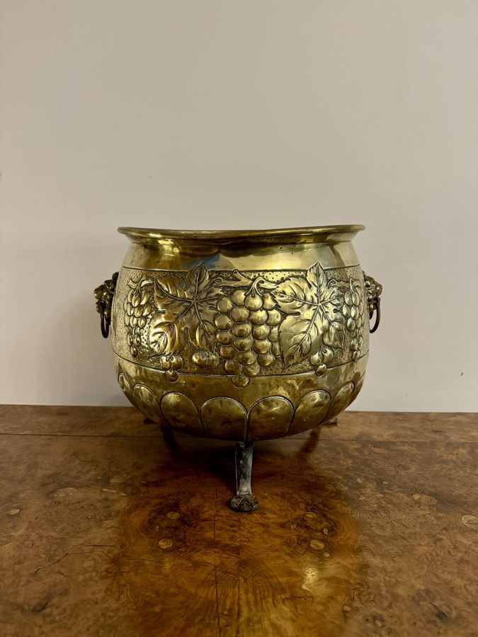 Antique Quality antique Victorian brass jardiniere 