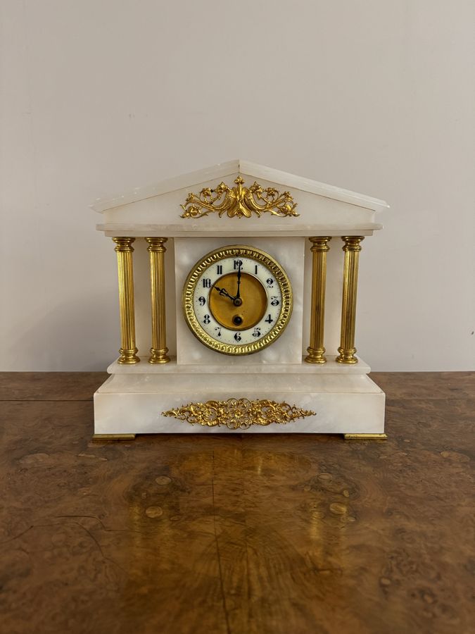 Magnificent quality antique Victorian alabaster mantle clock