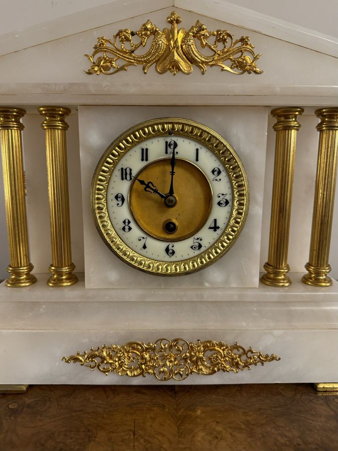 Antique Magnificent quality antique Victorian alabaster mantle clock  