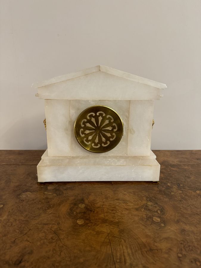 Antique Magnificent quality antique Victorian alabaster mantle clock  