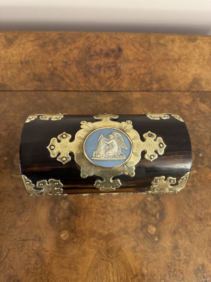 Antique Stunning quality antique Victorian coromandel and brass mounted stationary box 