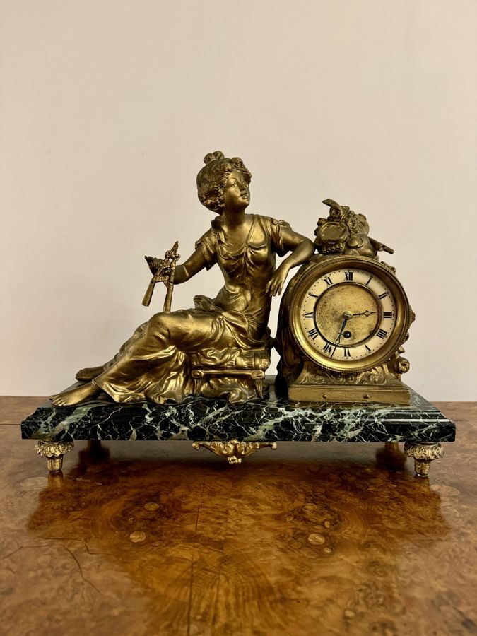 Antique Outstanding quality antique Victorian spelter figure mantle clock 