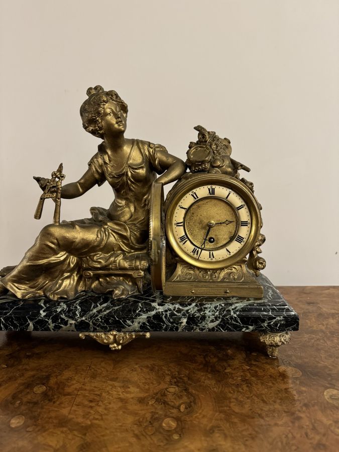 Antique Outstanding quality antique Victorian spelter figure mantle clock 