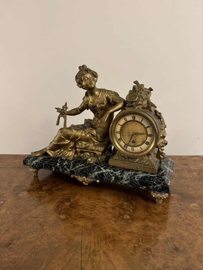 Antique Outstanding quality antique Victorian spelter figure mantle clock 