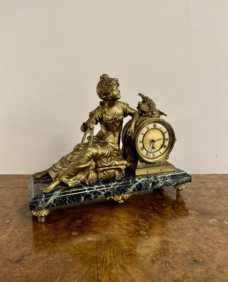 Antique Outstanding quality antique Victorian spelter figure mantle clock 