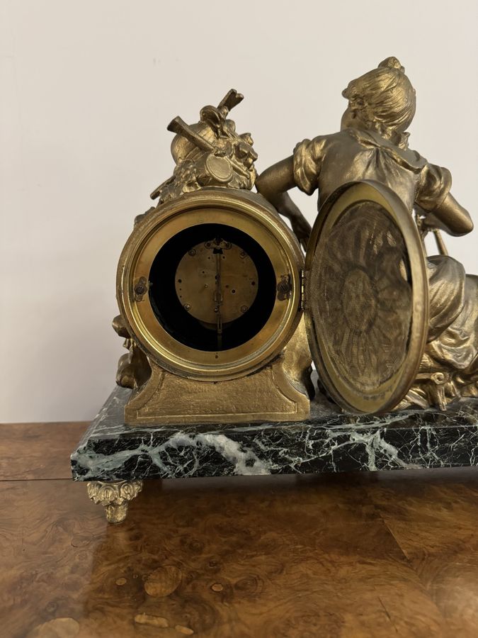 Antique Outstanding quality antique Victorian spelter figure mantle clock 