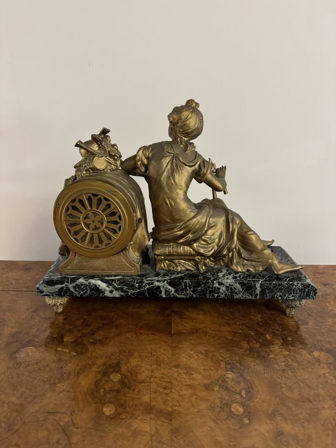 Antique Outstanding quality antique Victorian spelter figure mantle clock 