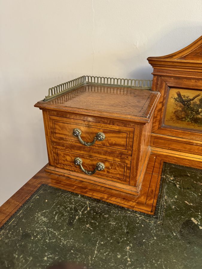 Antique Fine quality antique Edwardian freestanding decorated inlaid satinwood desk 