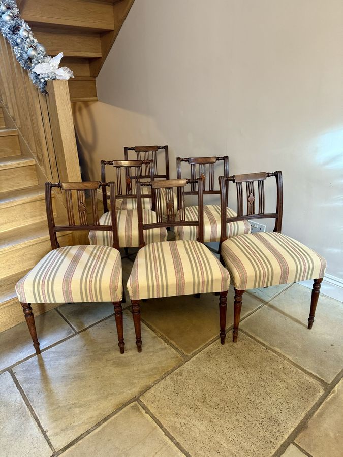 Antique Set of ten antique George III quality mahogany inlaid dining chairs