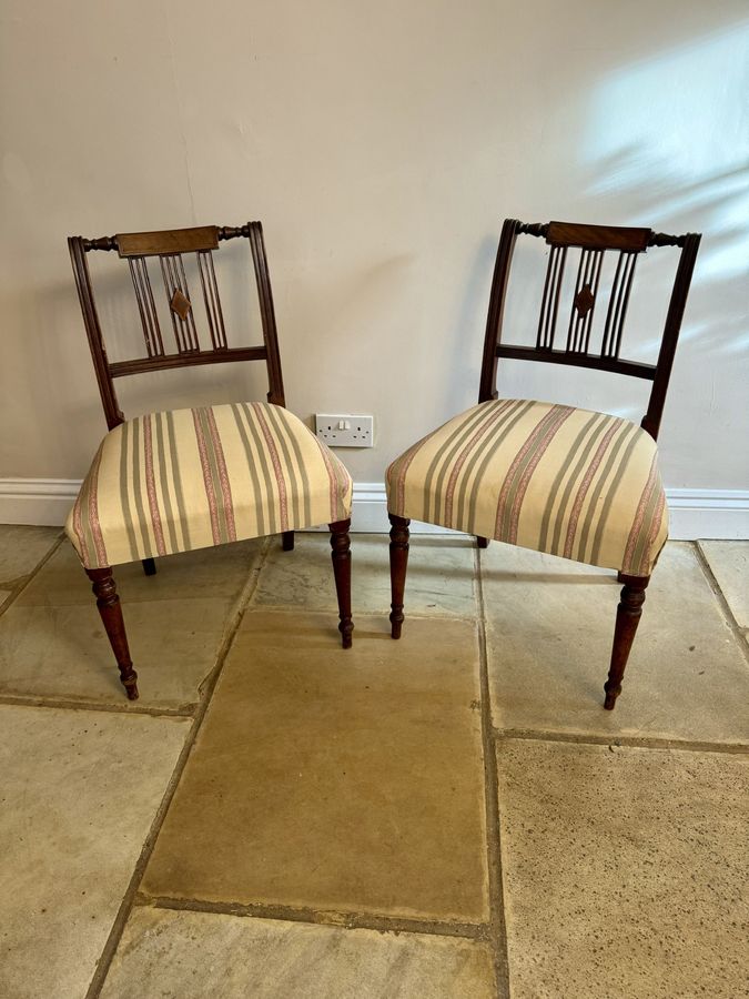 Antique Set of ten antique George III quality mahogany inlaid dining chairs