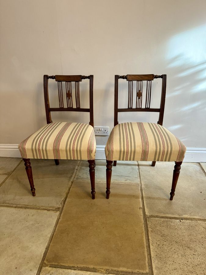 Antique Set of ten antique George III quality mahogany inlaid dining chairs