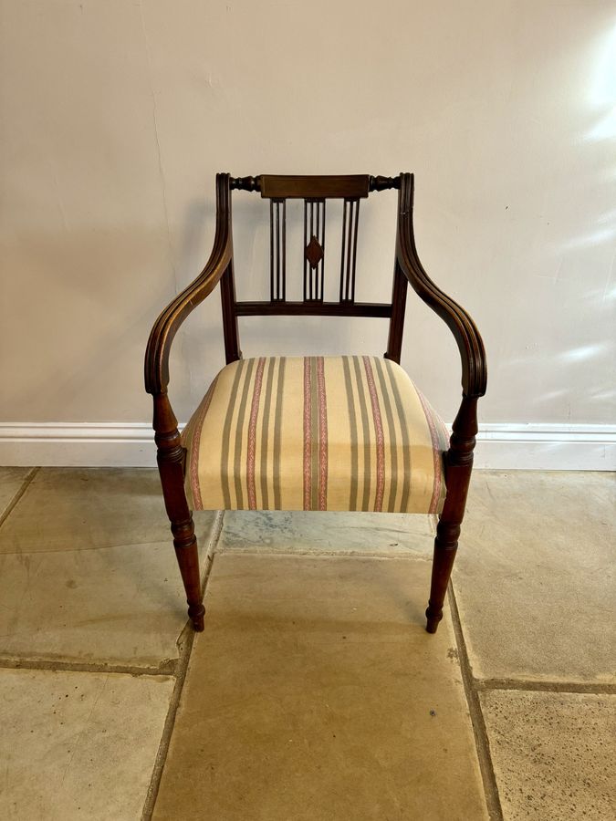 Antique Set of ten antique George III quality mahogany inlaid dining chairs