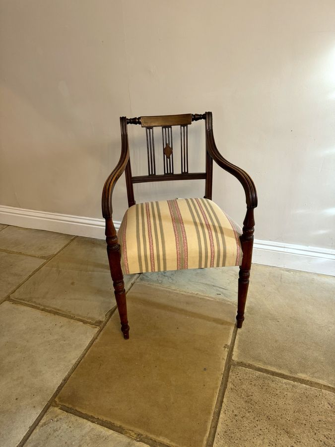 Antique Set of ten antique George III quality mahogany inlaid dining chairs