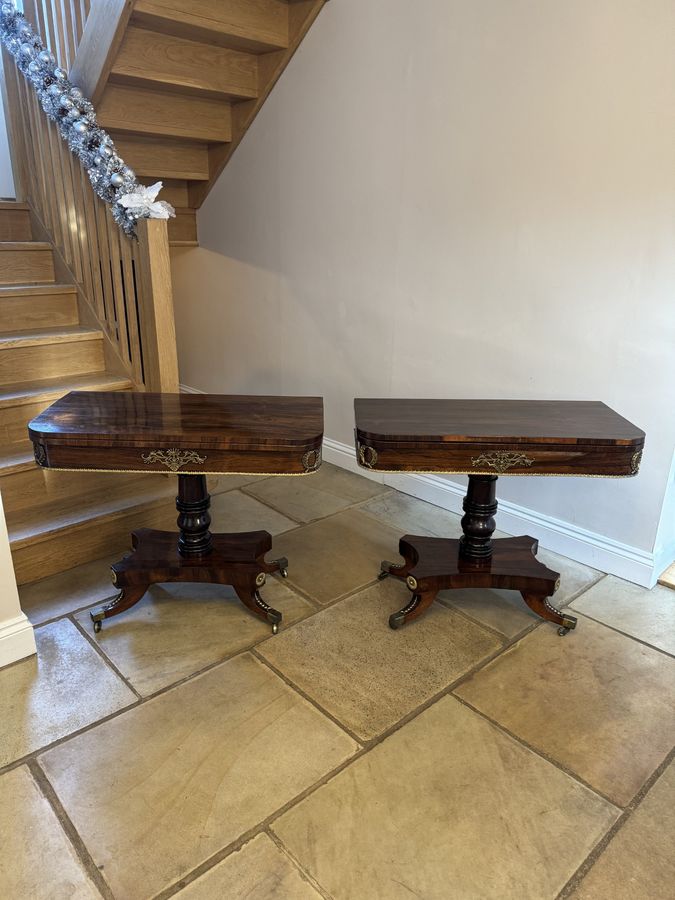 Pair of antique regency outstanding quality rosewood card tables