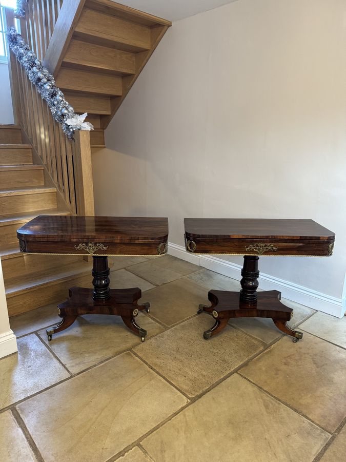 Antique Pair of antique regency outstanding quality rosewood card tables 