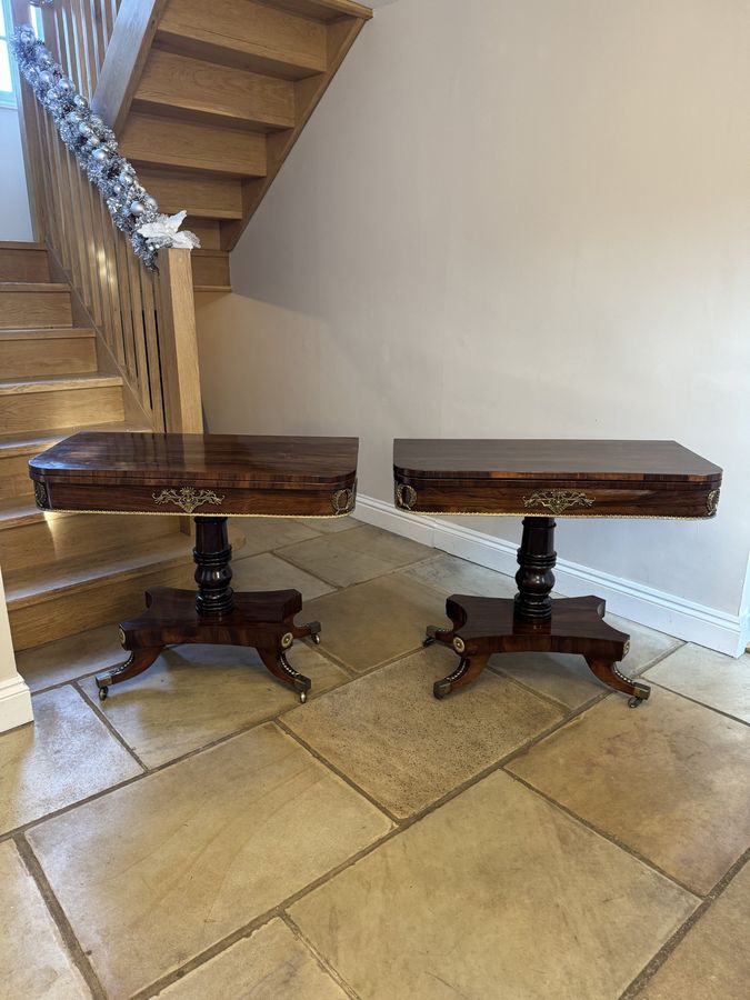 Antique Pair of antique regency outstanding quality rosewood card tables 