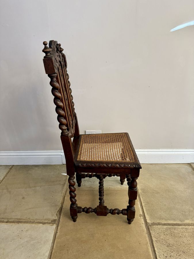 Antique  Stylish set of eight antique Victorian quality carved oak dining chairs 