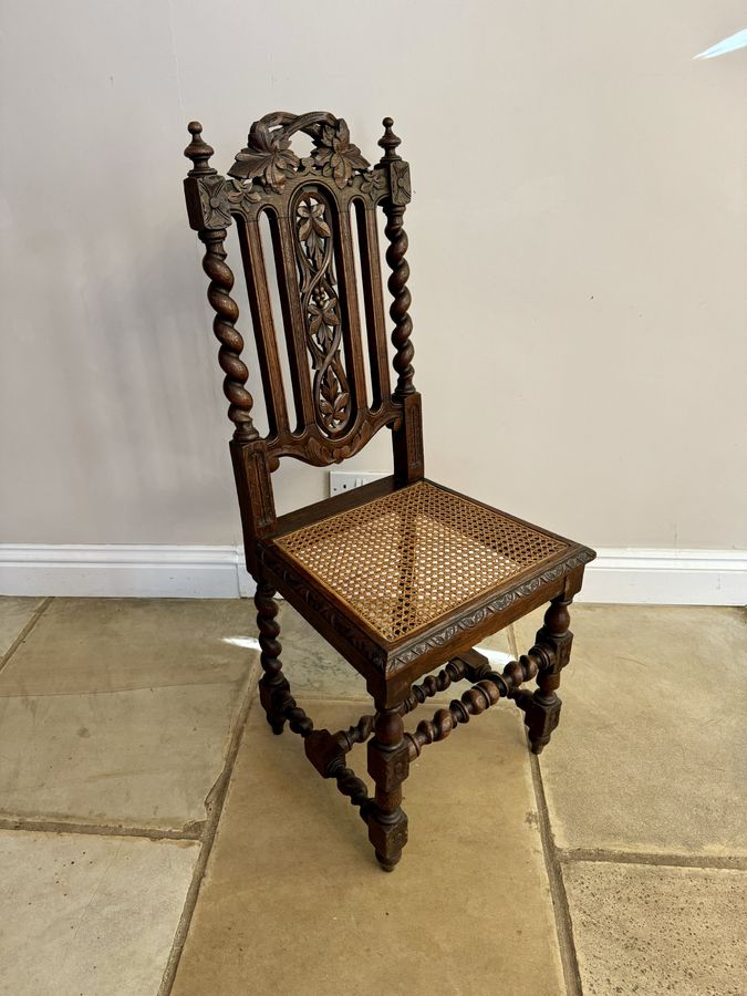 Antique  Stylish set of eight antique Victorian quality carved oak dining chairs 