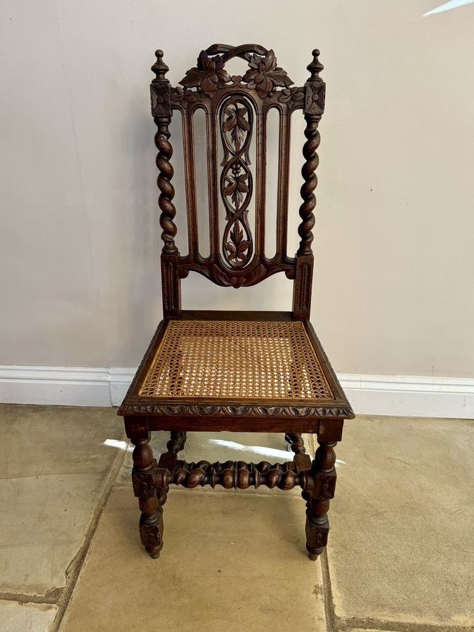 Antique  Stylish set of eight antique Victorian quality carved oak dining chairs 