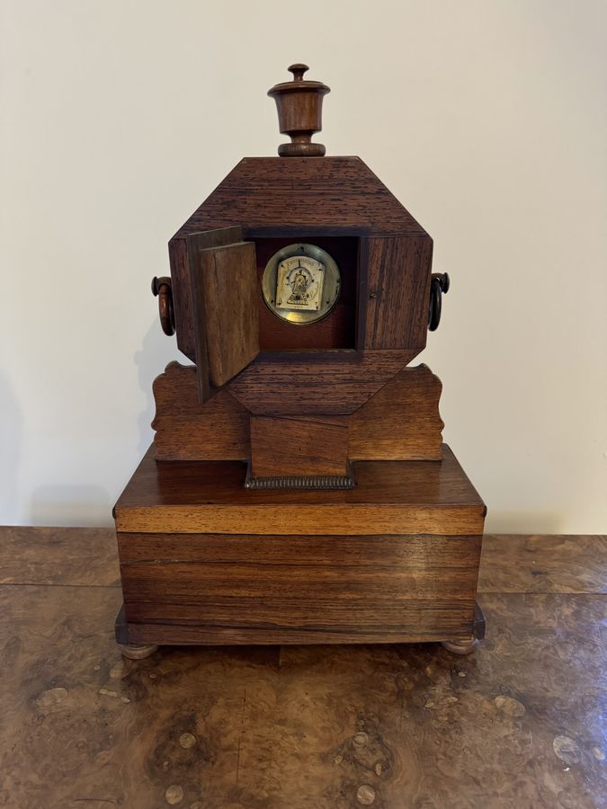 Antique Wonderful quality antique Regency rosewood brass inlaid mantle clock 