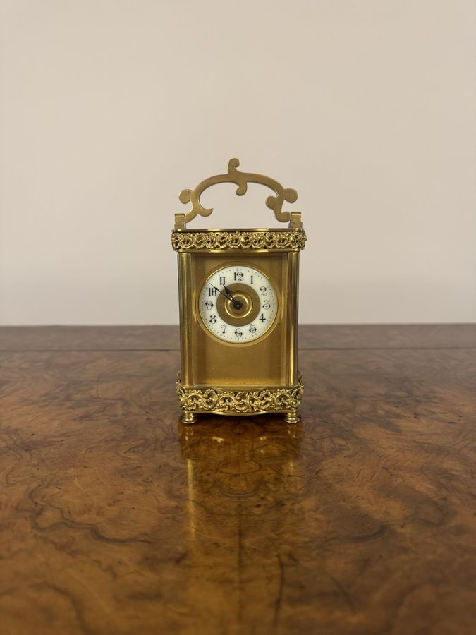 Fine quality antique Victorian ornate brass French carriage clock