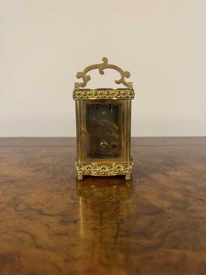 Antique Fine quality antique Victorian ornate brass French carriage clock 