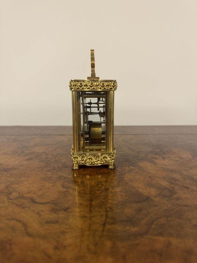 Antique Fine quality antique Victorian ornate brass French carriage clock 