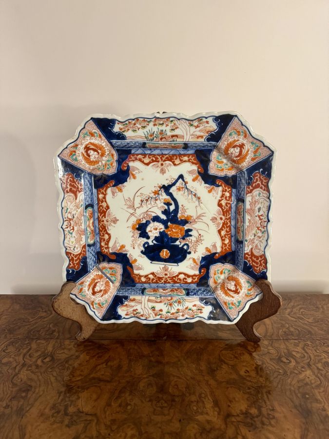 Antique Fantastic quality large antique Japanese imari square plate