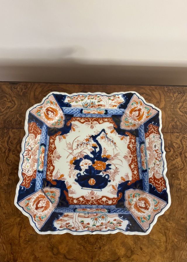 Antique Fantastic quality large antique Japanese imari square plate