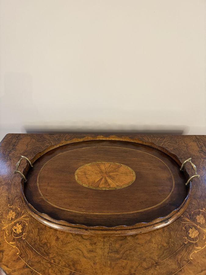 Antique Lovely quality antique Victorian mahogany inlaid tea tray