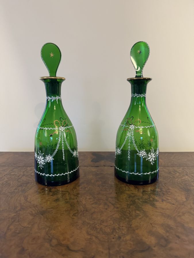 Antique Pretty pair of antique glass decanters 