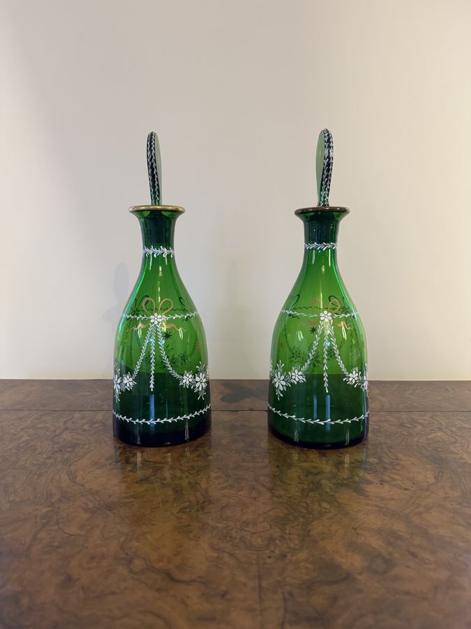 Antique Pretty pair of antique glass decanters 