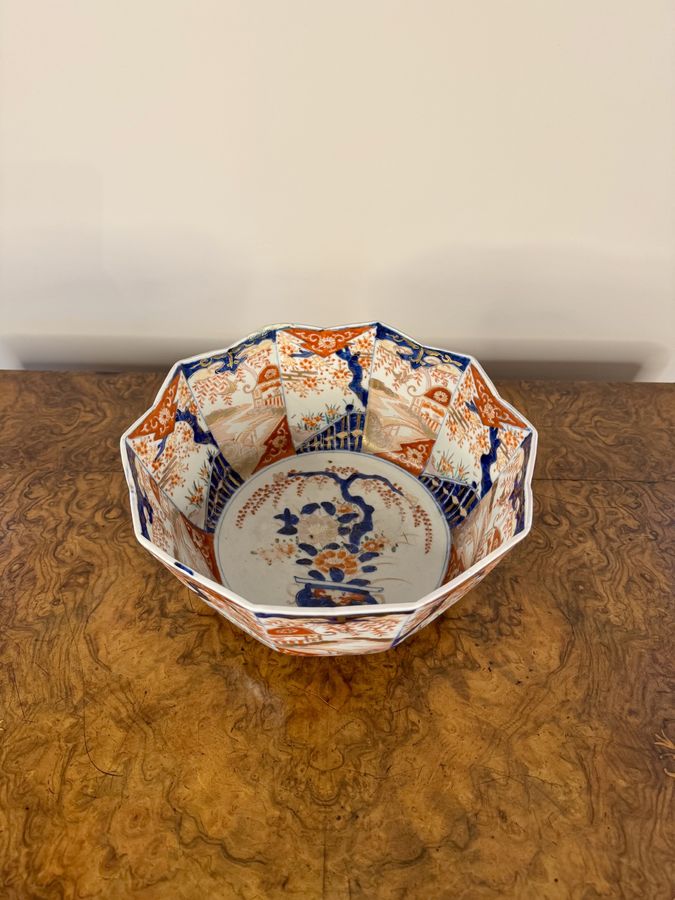 Antique Fantastic quality antique Japanese imari unusual shaped large bowl