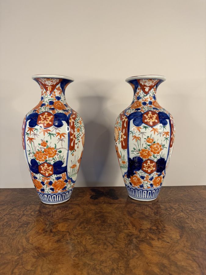 Antique Outstanding quality large pair of antique Japanese imari vases 