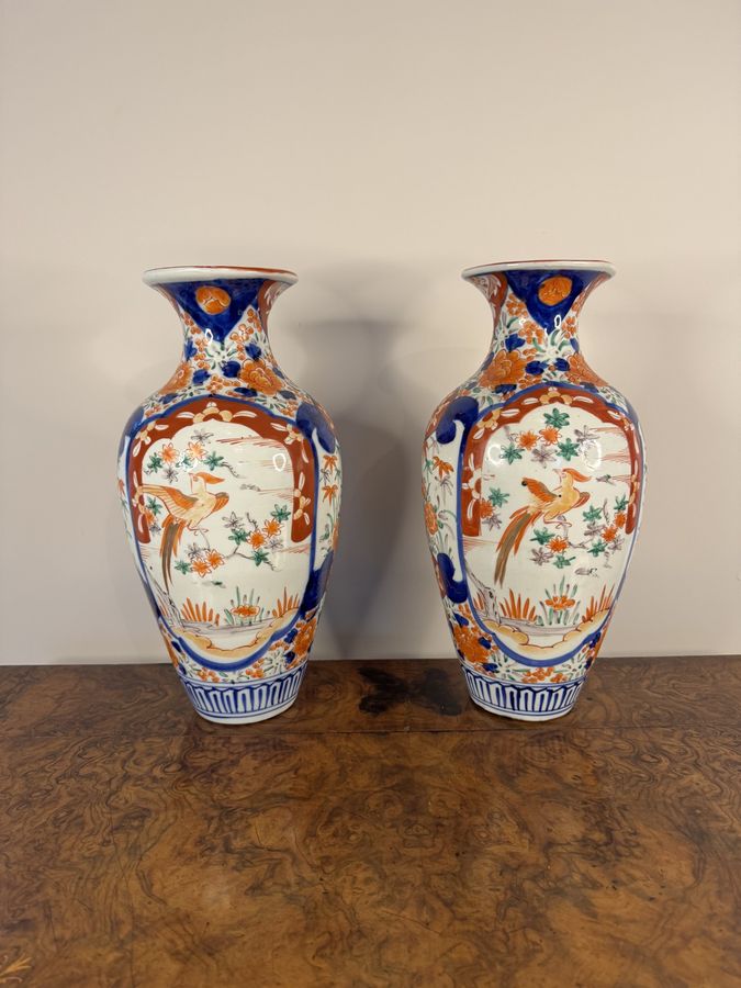 Antique Outstanding quality large pair of antique Japanese imari vases 