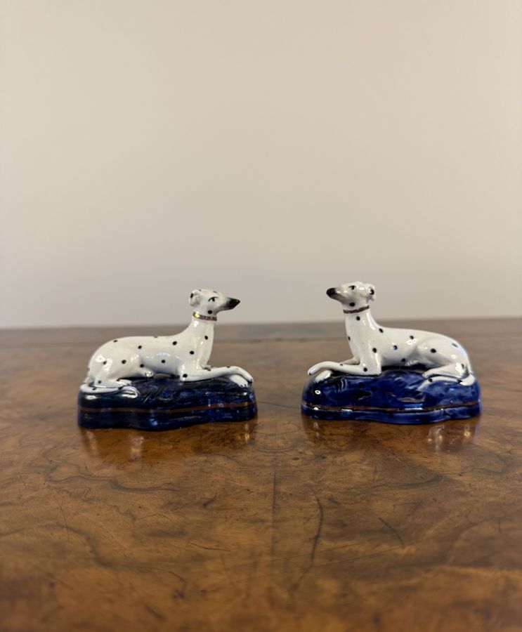 Antique Lovely quality pair of antique Victorian Staffordshire Dalmatians 