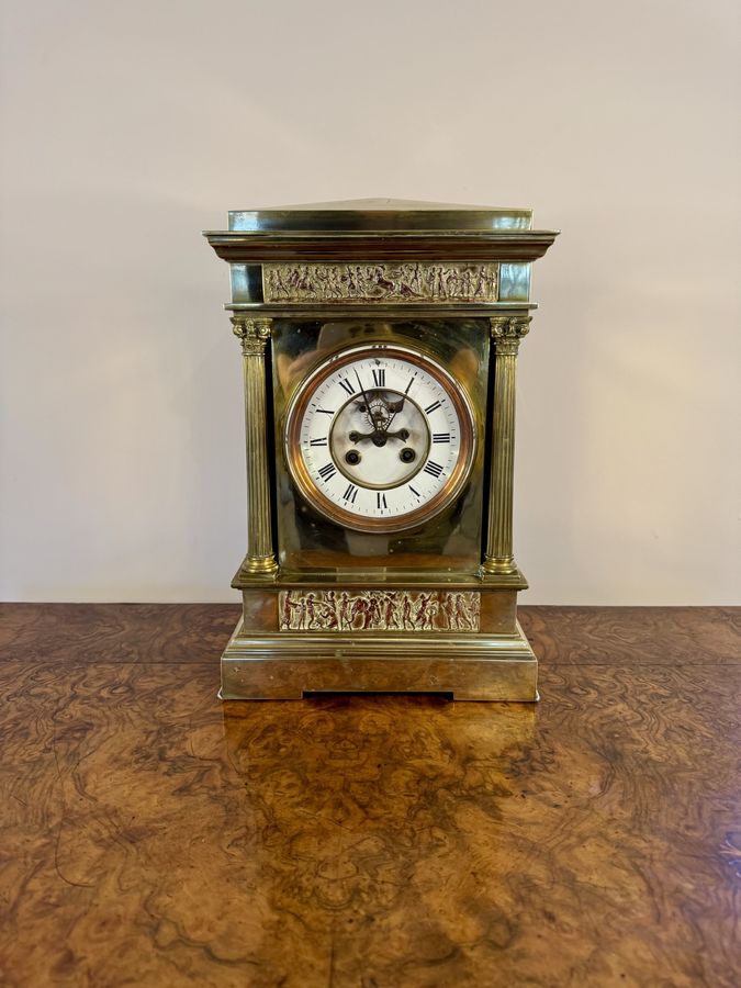 Outstanding quality antique Victorian brass French mantle clock