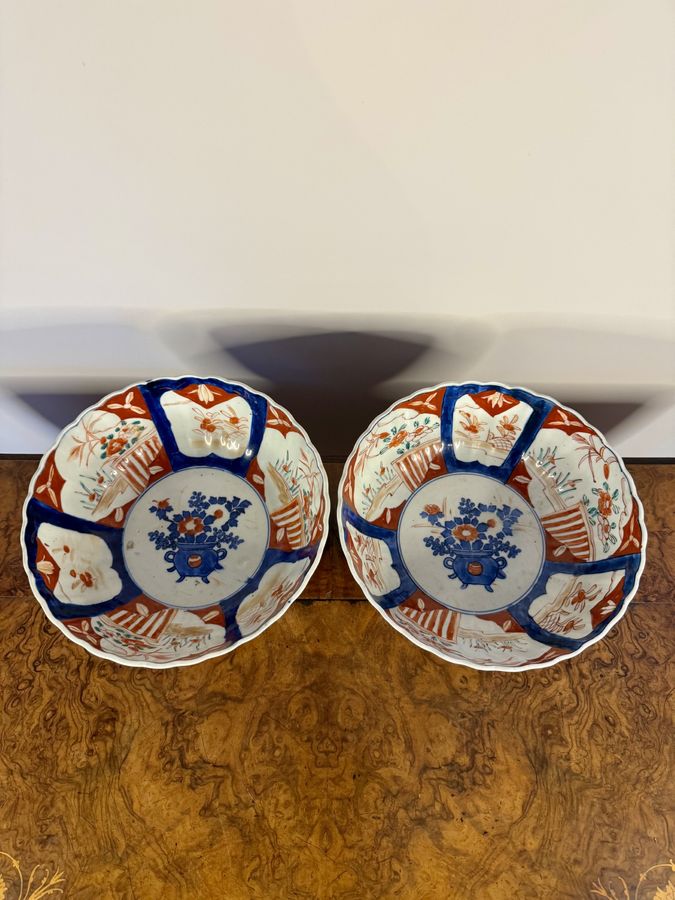 Antique Remarkable quality pair of antique Japanese imari bowls 