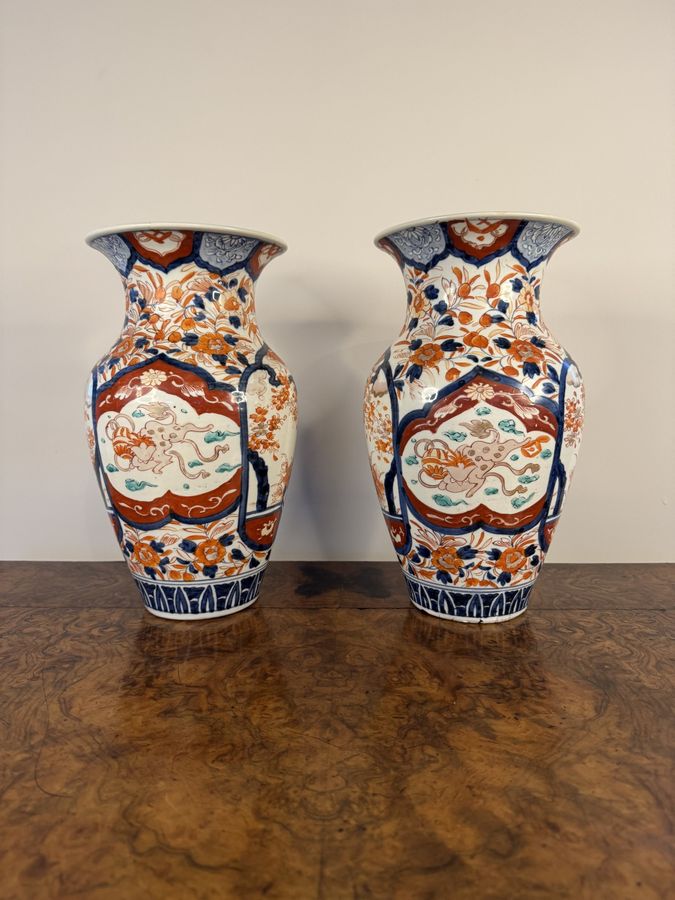 Antique Fantastic large pair of antique Japanese imari vases 