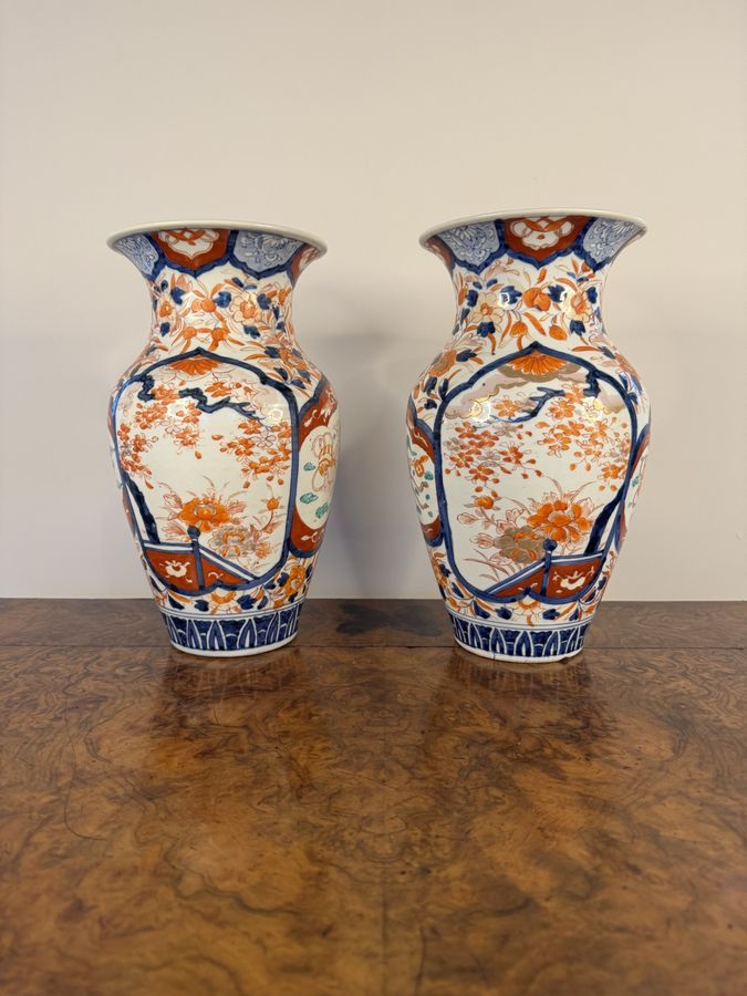 Antique Fantastic large pair of antique Japanese imari vases 