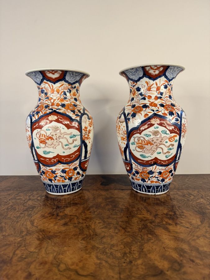 Antique Fantastic large pair of antique Japanese imari vases 