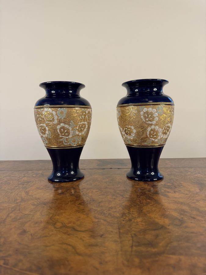 Antique Pretty pair of quality antique Royal Doulton vases 