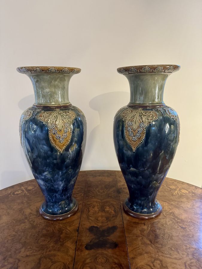 Antique Magnificent quality pair of large antique Royal Doulton vases 