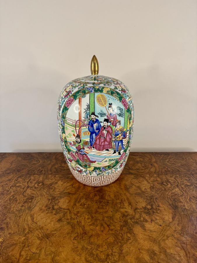 Antique Quality early 20th Century Chinese famille rose vase and cover 