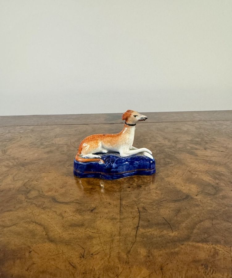 Lovely antique Victorian miniature Staffordshire greyhound