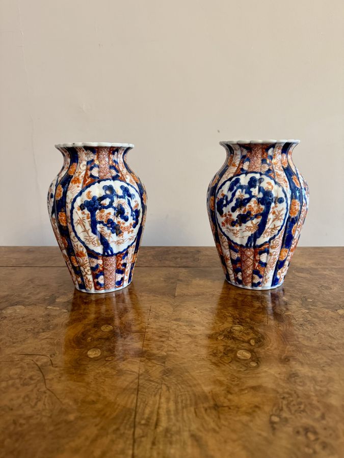 Antique Wonderful pair of antique Japanese imari shaped vases 