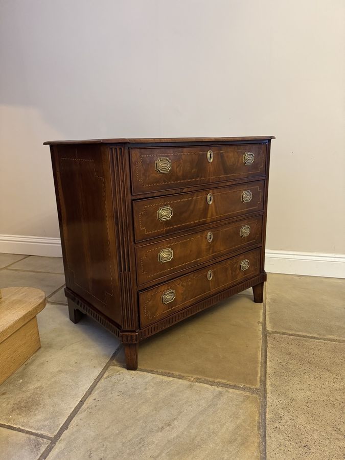 Antique Antique George III quality mahogany inlaid chest of four drawers 